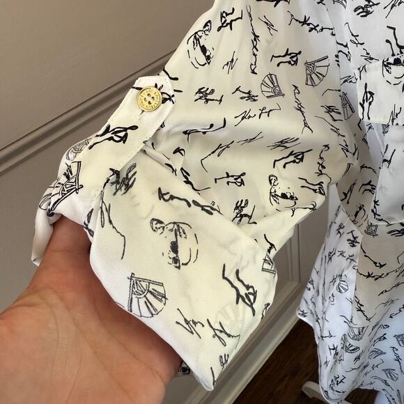 NWT KARL LAGERFELD PARIS Women's Soft Everyday Roll-Sleeve Blouse Size L - Picture 4 of 12